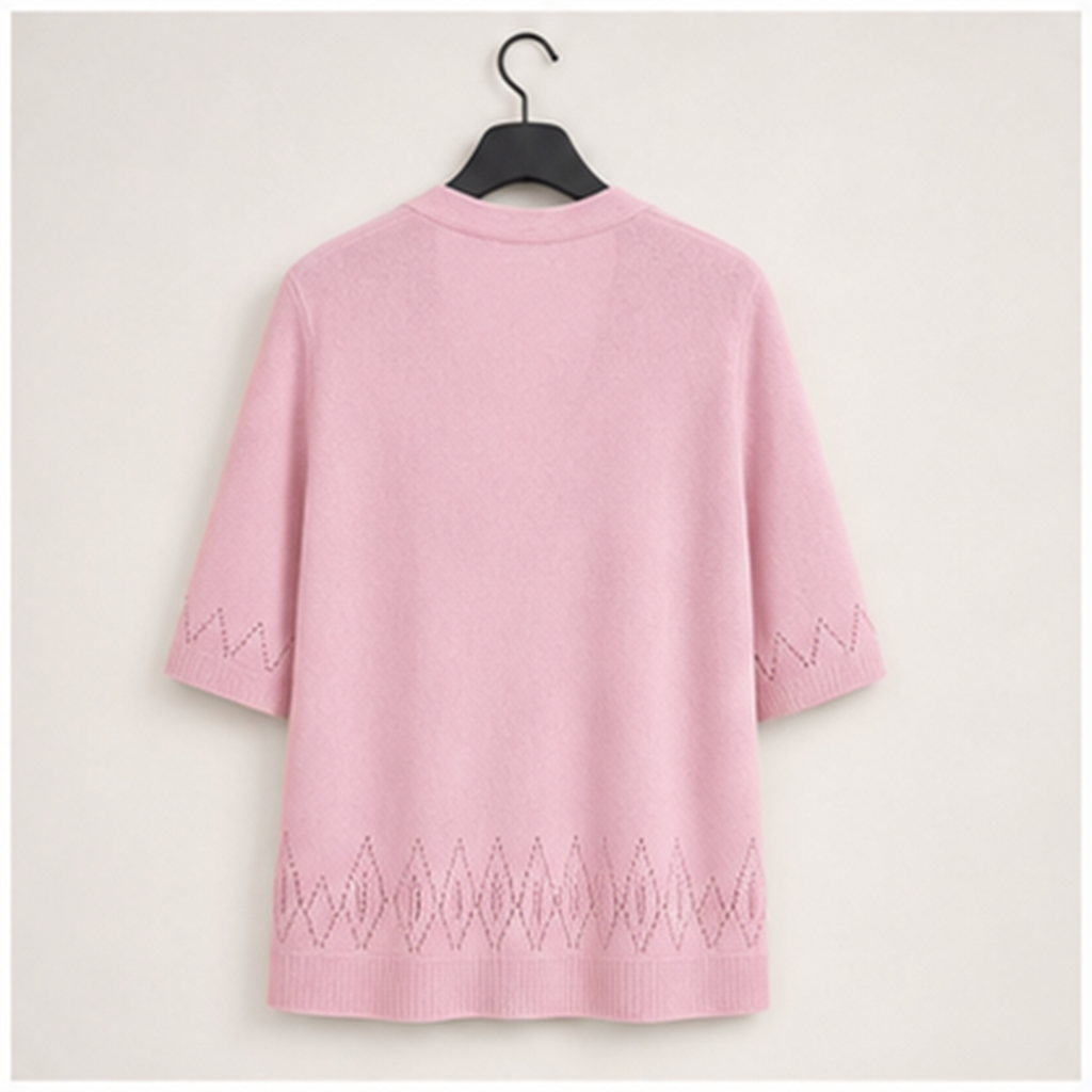 Women's Short Sleeve Spring Sweater, Lightweight Cotton Cardigan, Button Up V Neck Dressy Casual Cute Tops - back view